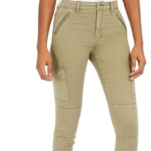 Numero Womens High-Rise Cargo Ankle Jeans Color Army Green Size 28